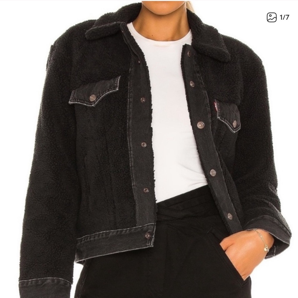 Levi’s Ex Boyfriend Trucker Sherpa Jacket | Black | Size XS